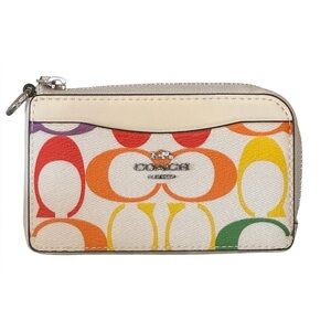 EUC Coach Multifunction Card Case in Rainbow Signature Canvas.